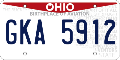 OH license plate GKA5912