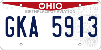 OH license plate GKA5913