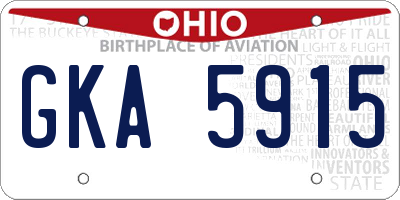 OH license plate GKA5915