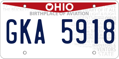 OH license plate GKA5918