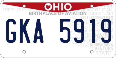 OH license plate GKA5919