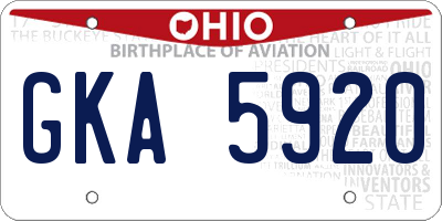 OH license plate GKA5920