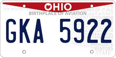 OH license plate GKA5922
