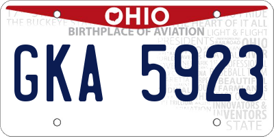 OH license plate GKA5923