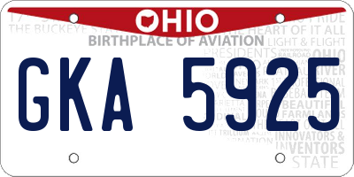 OH license plate GKA5925