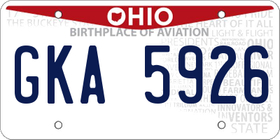 OH license plate GKA5926