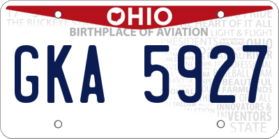 OH license plate GKA5927