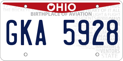 OH license plate GKA5928