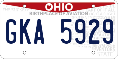 OH license plate GKA5929