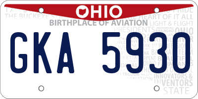 OH license plate GKA5930