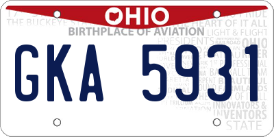 OH license plate GKA5931