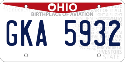 OH license plate GKA5932