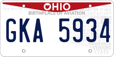 OH license plate GKA5934