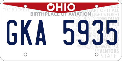 OH license plate GKA5935