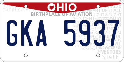 OH license plate GKA5937