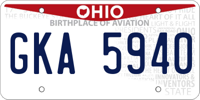 OH license plate GKA5940