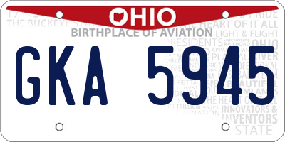 OH license plate GKA5945