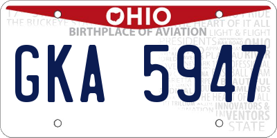 OH license plate GKA5947