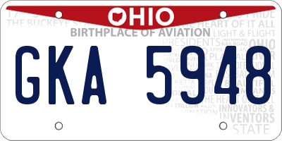 OH license plate GKA5948