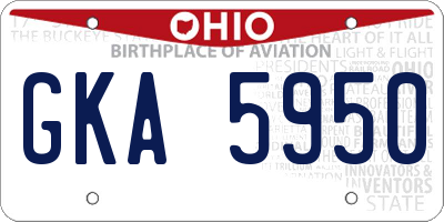OH license plate GKA5950
