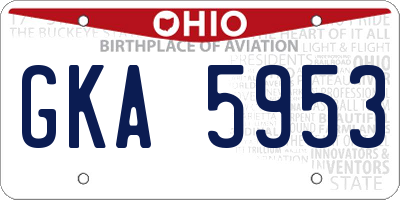 OH license plate GKA5953