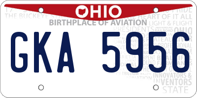 OH license plate GKA5956