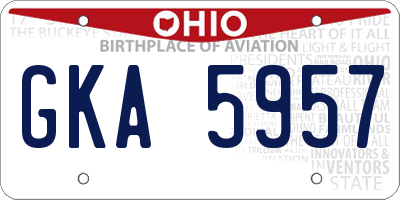 OH license plate GKA5957