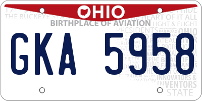 OH license plate GKA5958