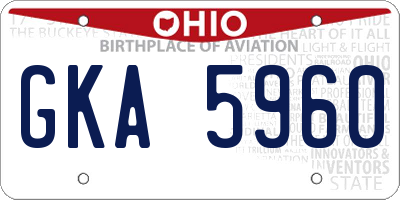 OH license plate GKA5960