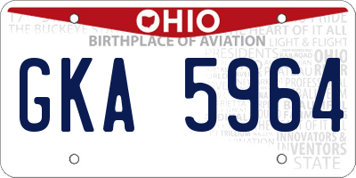 OH license plate GKA5964
