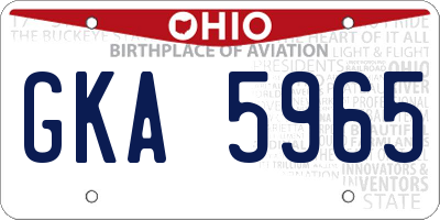 OH license plate GKA5965