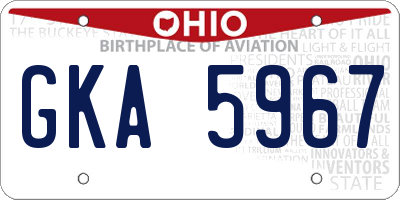 OH license plate GKA5967