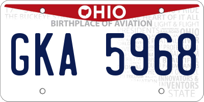 OH license plate GKA5968