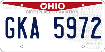 OH license plate GKA5972