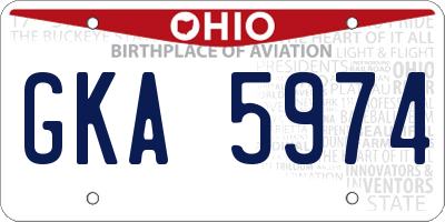 OH license plate GKA5974
