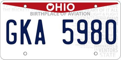OH license plate GKA5980