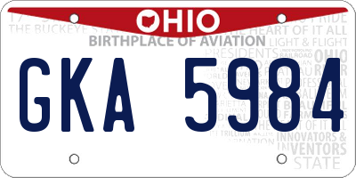 OH license plate GKA5984