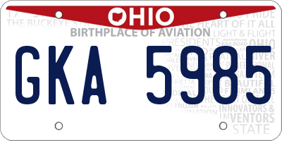 OH license plate GKA5985