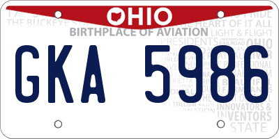OH license plate GKA5986