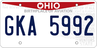 OH license plate GKA5992