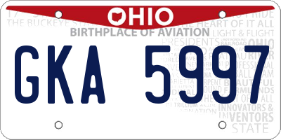 OH license plate GKA5997
