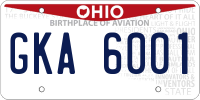 OH license plate GKA6001