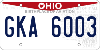 OH license plate GKA6003