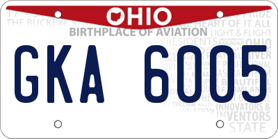 OH license plate GKA6005