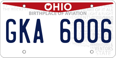 OH license plate GKA6006