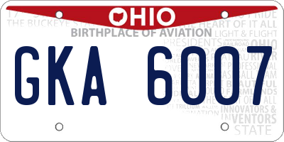 OH license plate GKA6007