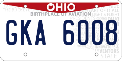 OH license plate GKA6008