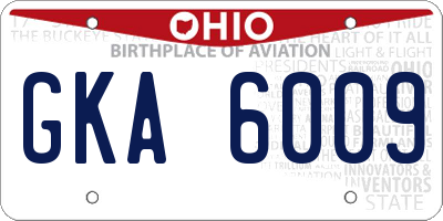 OH license plate GKA6009