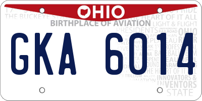 OH license plate GKA6014
