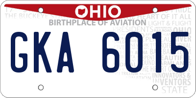 OH license plate GKA6015